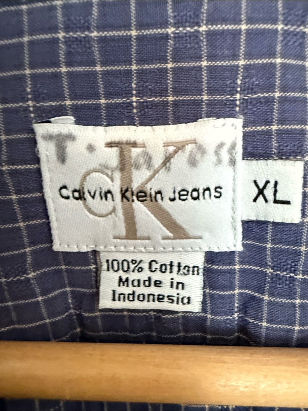 Calvin Klein Men’s XL Blue Micro Check Short Sleeve Button-Up Shirt Classic - Picture 4 of 8